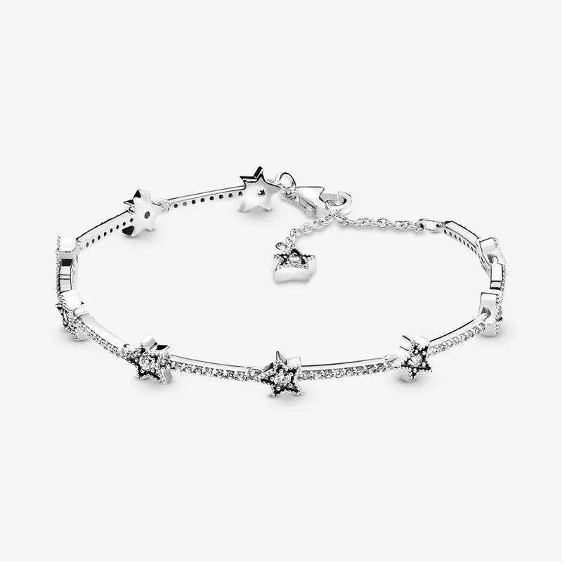 Celestial Stars Link Bracelet for Pandora Authentic Sterling Silver Hand Chain Wedding Jewelry For Women Girlfriend Gift designer Bracelets with Original BOX