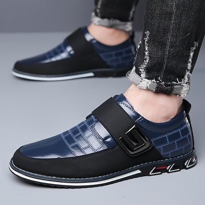 Plus Size Mens Fashionable Business Shoes with Stylish Hook & Loop Closure - Ultra-Comfortable, Non-Slip Rubber Sole, High Durability - Perfect Dress Shoes for the Modern Gentleman