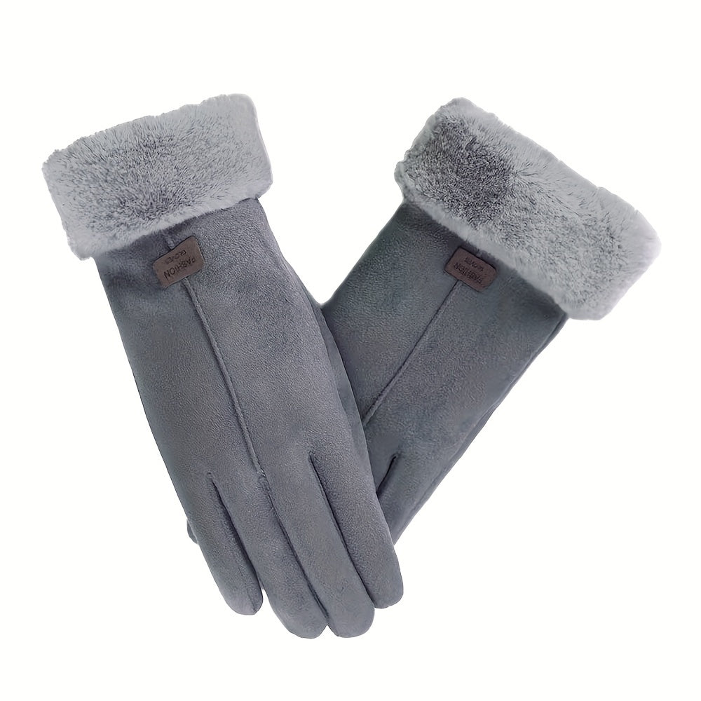 Winter Plus Velvet Warm Gloves Plush Cuff Stretch Gloves Outdoor Casual Sports Split Finger Gloves