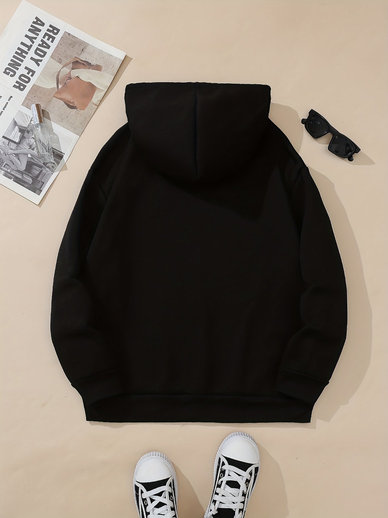 Women's Cozy Letter Print Hoodie - Long Sleeve Knit Sweatshirt with Pocket, Adjustable Drawstring, Casual Fall/Winter Essential