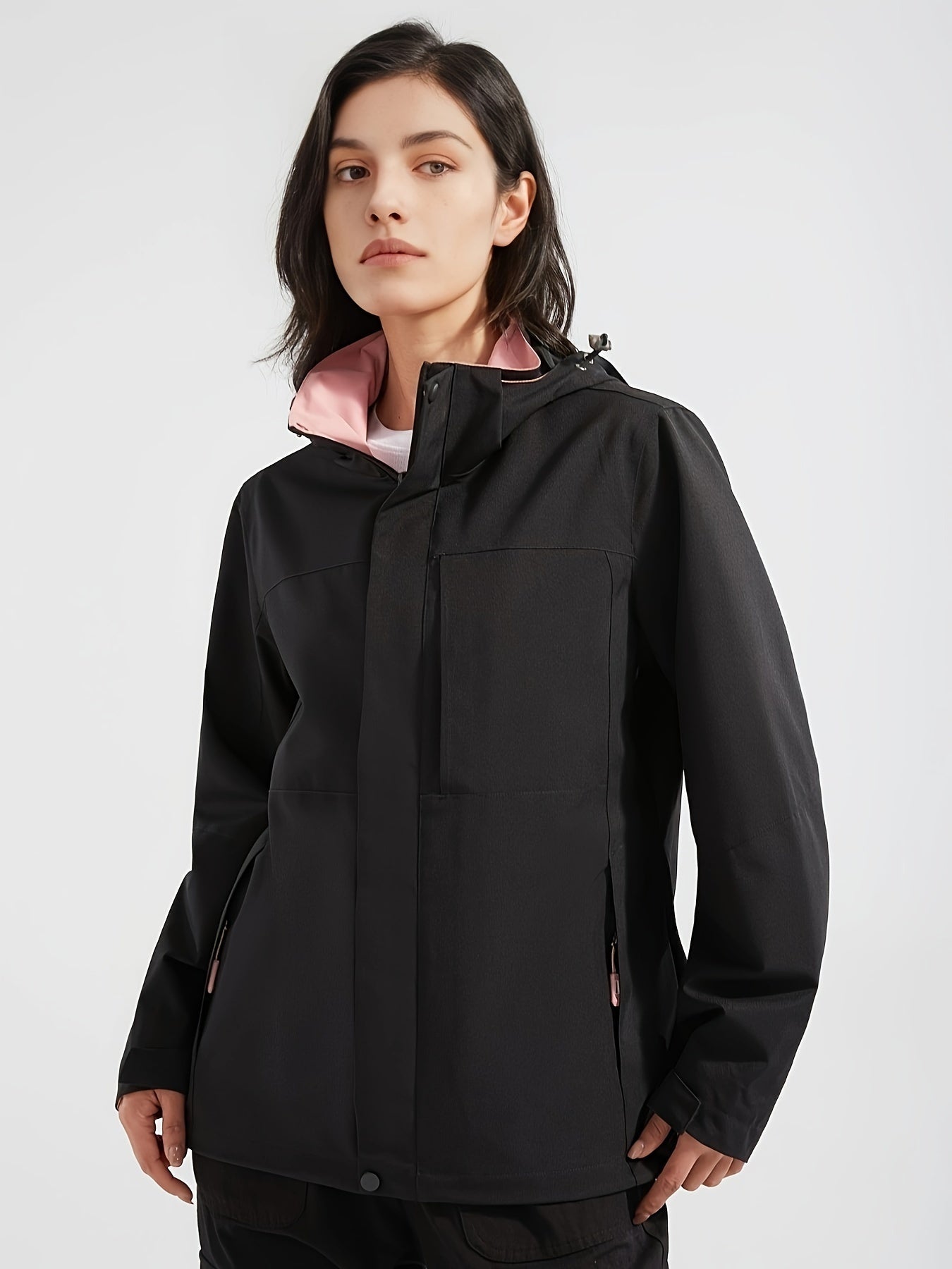 Womens Lightweight Water-Repellent Sports Jacket - Single-Layer Design with Detachable Hood & Adjustable Waist - Perfect Casual Activewear for Outdoor Adventures