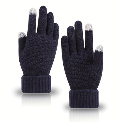 Luxurious Knit Jacquard Touchscreen Gloves - Velvety Soft, Ultra-Warm, and Coldproof - Universally Flattering Unisex Design with Innovative Split Finger Technology for Autumn Winter