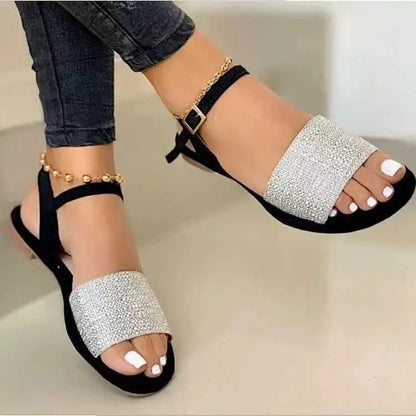 Dress Shoes New Summer Flats Womens Sandals  High Quality Ankle Strap Ladies Casual Comfortable Open Toe Fashion Woman H240527