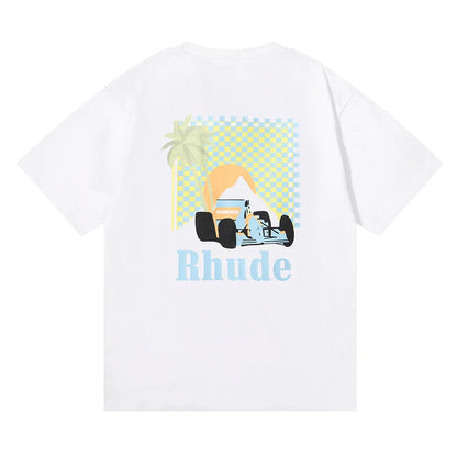 Brand Rhude T Shirts Designer Shirt Men Shorts Print White Black S M L Xl Street Cotton Fashion Youth Mens Tshirts Tshirt