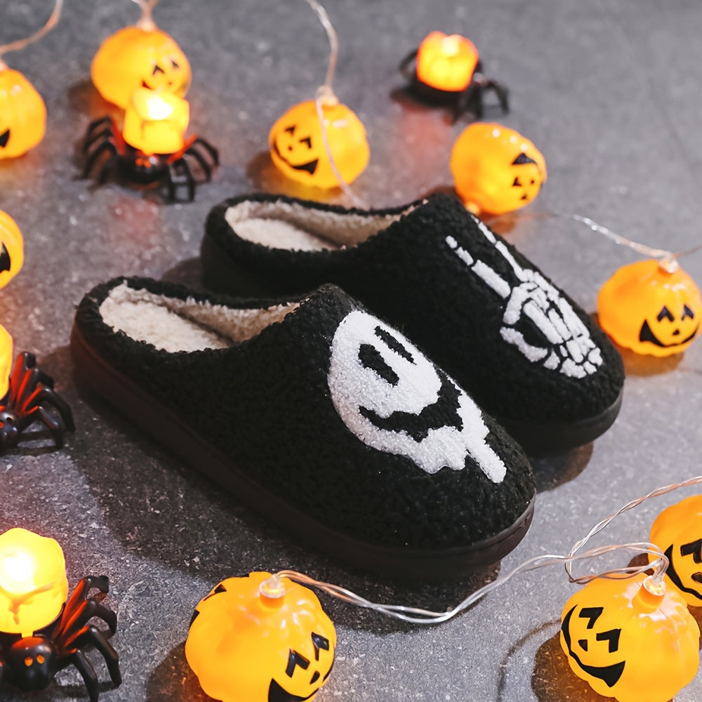 Cozy Cartoon-Themed Halloween Slippers - Soft Indoor & Outdoor Footwear with Non-Slip Sole for Young Ones