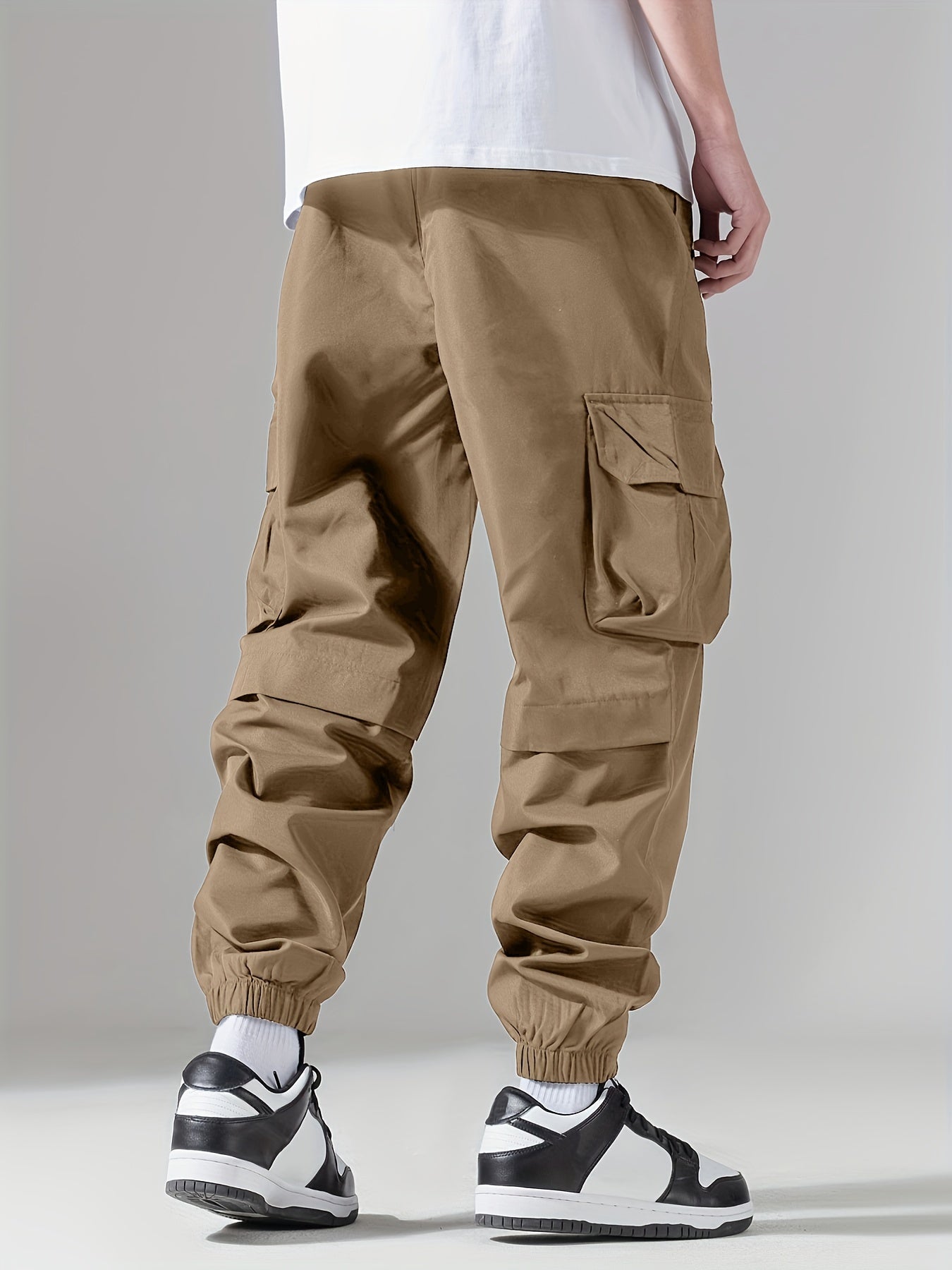 Mens Comfortable Loose Fit Cargo Joggers - Stylish Multi-pocket Drawstring Pants with Adjustable Waist - Perfect for Spring, Fall Outdoor Adventures