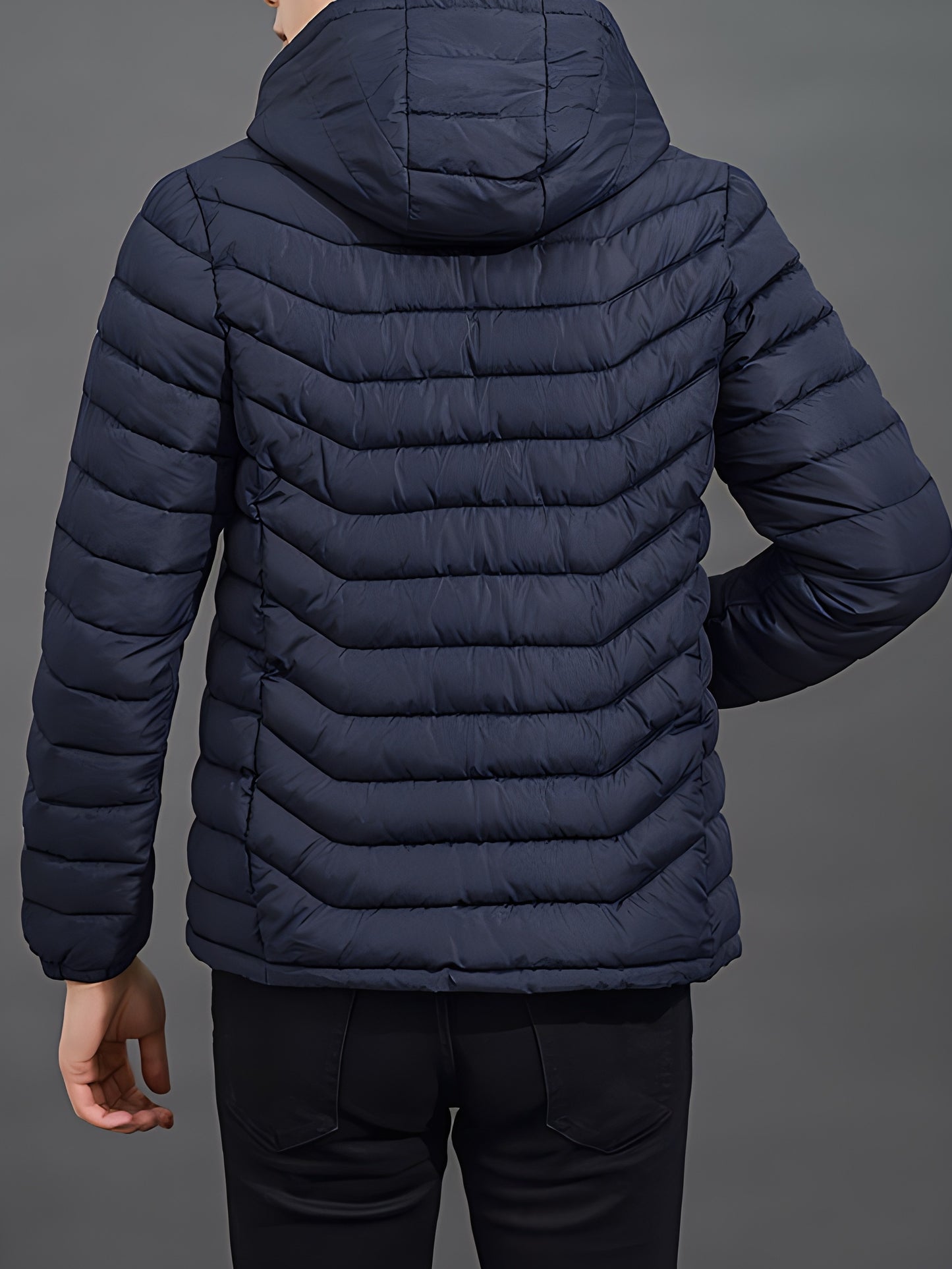 Mens Quilted Hooded Puffer Coat - Water-Resistant, Breathable, Zip-Up, Long Sleeve, Warm, and Lightweight - Perfect for City Walks, Street Hanging, and Winter Outdoor Activities