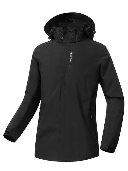 Womens All-Weather Adventure Jacket - Stylish Zipper Pockets, Windproof, Waterproof Hooded Design - Perfect for Hiking, Mountaineering & Outdoor Activewear