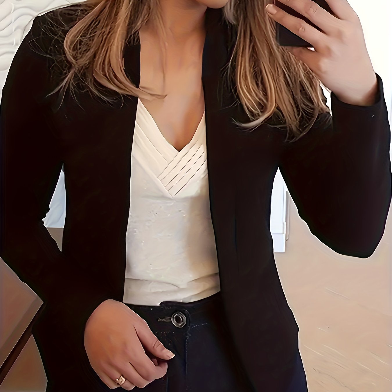 Fall/Winter Chic Blazer for Women - Durable, Easy-Care, Stand Collar Casual Office Jacket