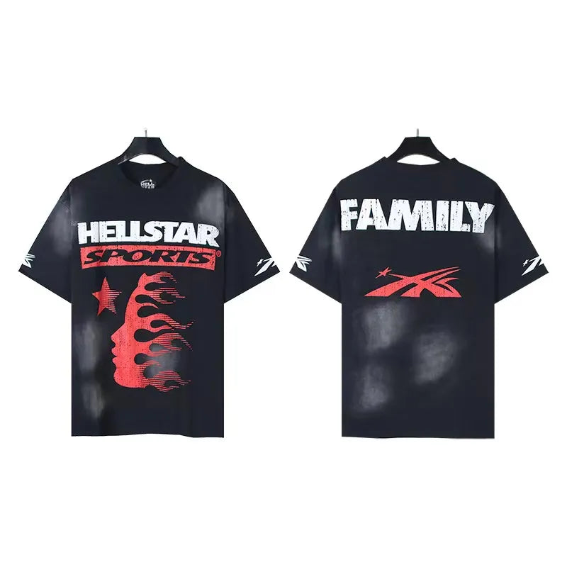 Hellstart Designer T Shirt Casual Hell Starr Cotton T-Shirt With Monogrammed Print Short Sleeve Top Hellstart Shirt Luxury Mens Hip Hop Clothing