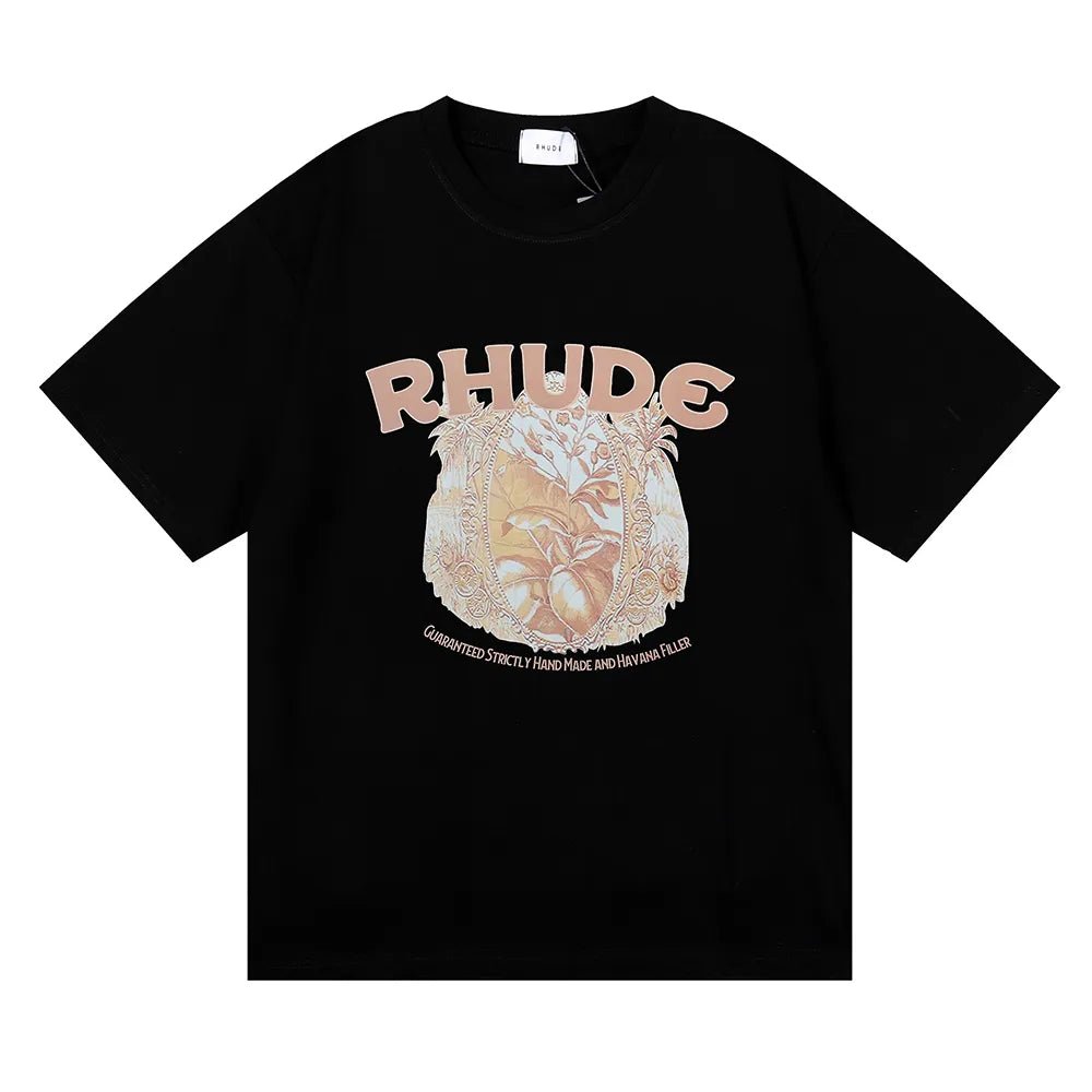 Brand Rhude T Shirts Designer Shirt Men Shorts Print White Black S M L Xl Street Cotton Fashion Youth Mens Tshirts Tshirt