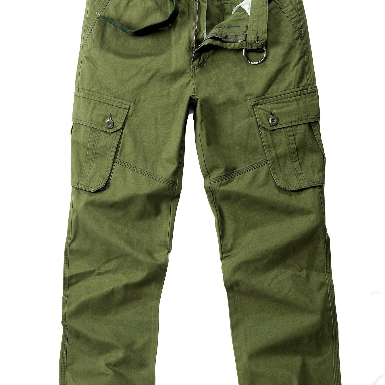 Men's Solid Color Cargo Pants - Trendy Loose Fit, Flap Pockets, Comfortable Casual Wear, Versatile, Breathable, and Durable