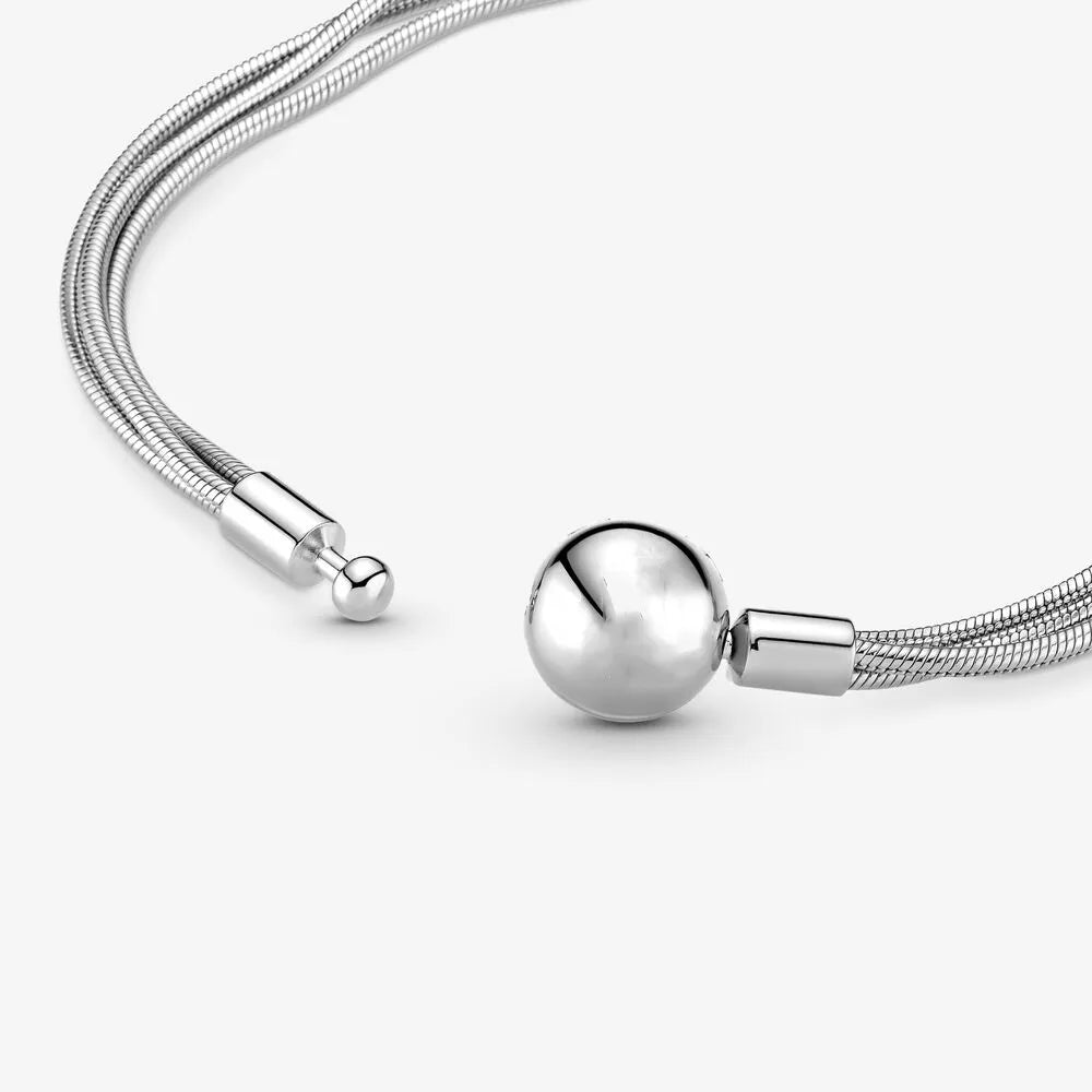 New S925 Sterling Sliver Color Basic Multiple Snake Bone Chain Bracelet For Women Gift Luxury Jewelry Fit Original Pandora Charm