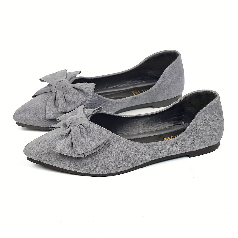 Comfortable Women's Bowknot Ballet Flats with Soft Sole and Pointed Toe for All-Match Outfits