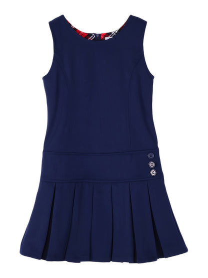 Stretchy School Uniform Dress for Girls - Sleeveless Pleated Hem Jumper with Comfortable Fit - Ideal for School Days and Special Occasions