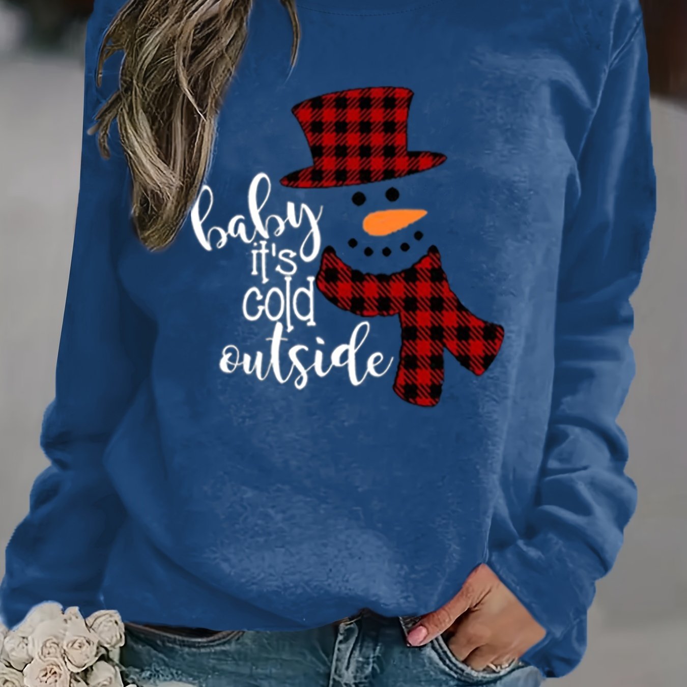 Cozy Women's Merry Christmas Print Sweatshirt - Soft Long Sleeve Pullover with Casual Style, Festive Holiday Design, and Relaxed Fit for Ultimate Comfort