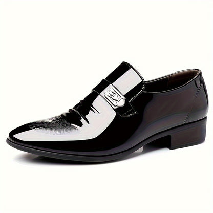 Mens Luxury Patent Leather Loafers - Anti-Skid, Slip-Resistant, Formal Dress Shoes for Business Office, Wedding, and Special Occasions - High-Quality, Comfortable, and Breathable