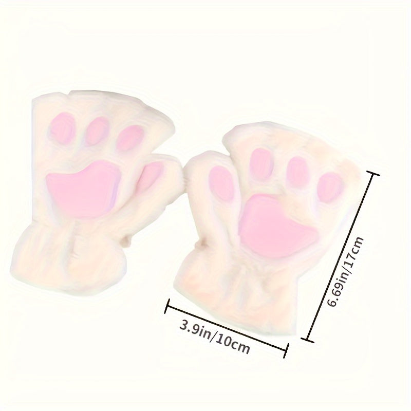 Cozy Cat Claw Half-Finger Gloves - Plush Warmth for Winter Comfort, Functional and Cute - Ideal for Chilly Weather