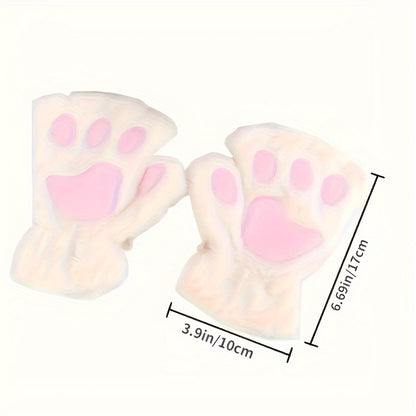 Cozy Cat Claw Half-Finger Gloves - Plush Warmth for Winter Comfort, Functional and Cute - Ideal for Chilly Weather