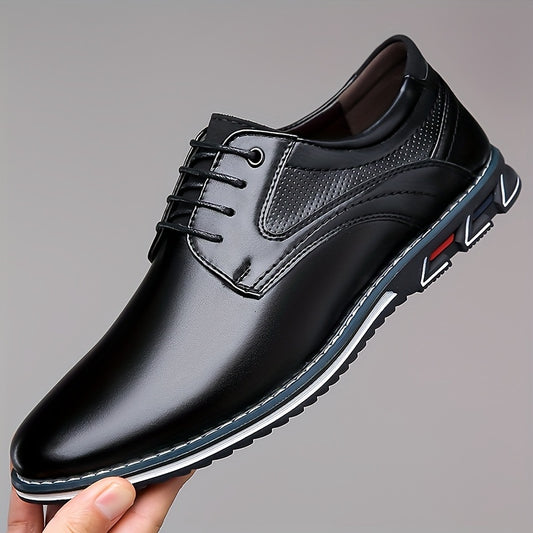 Plus Size Men's Classic Comfort Derby Shoes - Soft Solid Colour Upper, Non Slip Rubber Sole, Comfy Lace Up Closure, Breathable Footbed, Dress Shoes for Wide Feet - Ideal for Formal Occasions and Everyday Wear