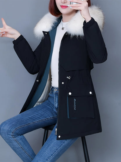 Long Padded Coat For Women, New Thickened Style With Hood, Loose Fit, Popular Jacket, Fashionable Parka Coat Suitable For Winter