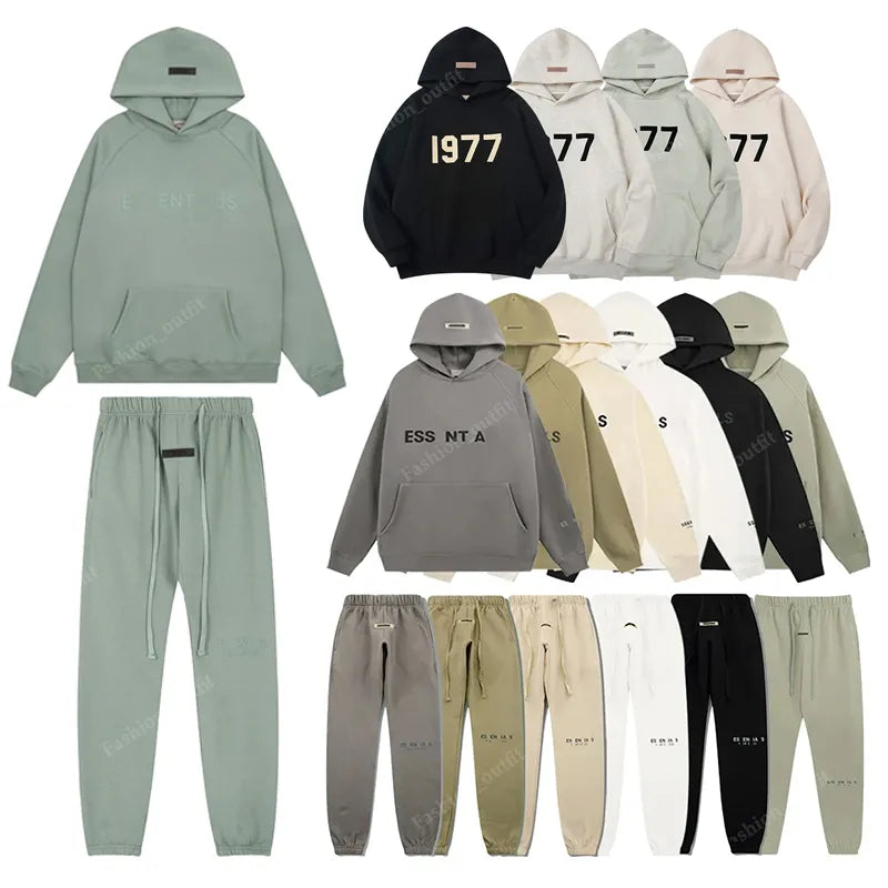 Fashion Fog Hoodie 1977 ESS Hoodies Mens Womens Pullover Hip Hop Tracksuit Oversized Sweatshirts Pants Set Casual Ladys Jumpers essentialsweatshirts Hoody