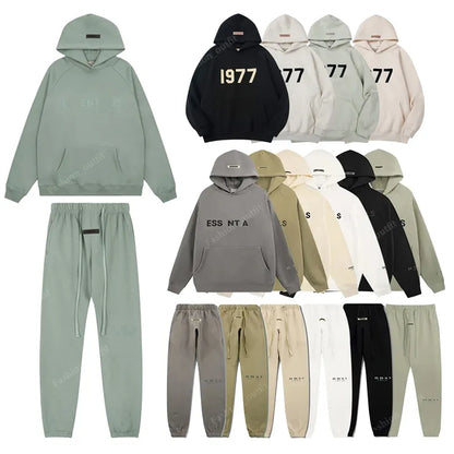 Fashion Fog Hoodie 1977 ESS Hoodies Mens Womens Pullover Hip Hop Tracksuit Oversized Sweatshirts Pants Set Casual Ladys Jumpers essentialsweatshirts Hoody