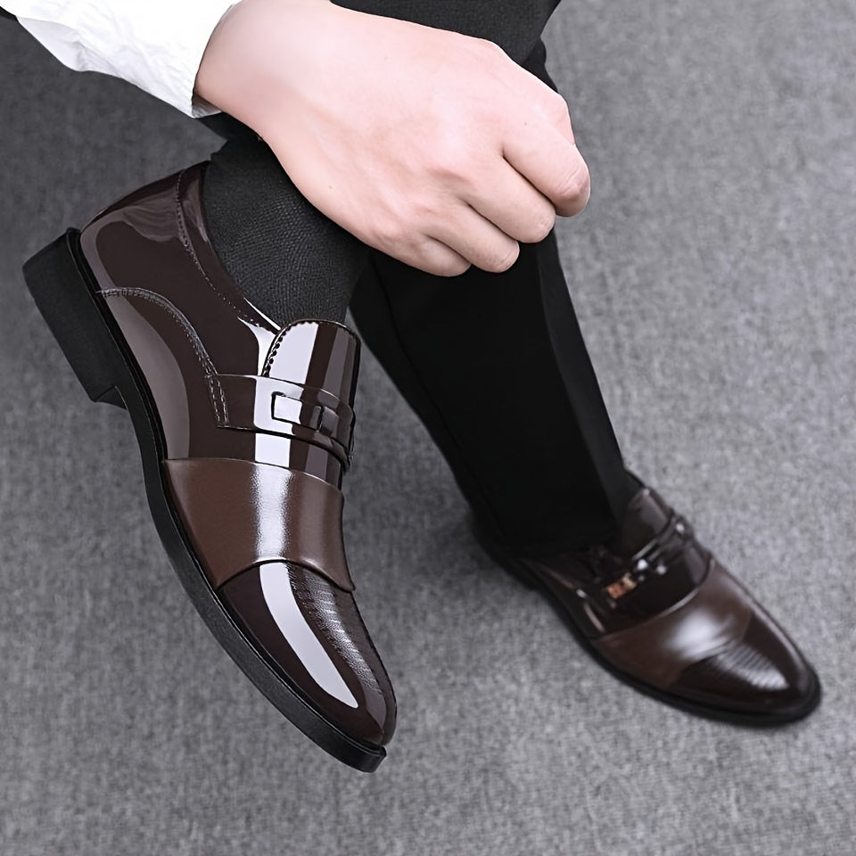 Mens PU Loafers - Slip-On Formal Shoes with Rubber Soles and PU Insoles for Business Office, Spring, Summer, and Autumn Wear - Easy to Wear and Comfortable