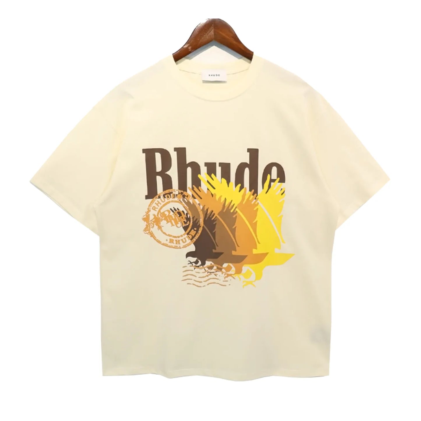 Brand Rhude T Shirts Designer Shirt Men Shorts Print White Black S M L Xl Street Cotton Fashion Youth Mens Tshirts Tshirt