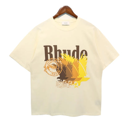 Brand Rhude T Shirts Designer Shirt Men Shorts Print White Black S M L Xl Street Cotton Fashion Youth Mens Tshirts Tshirt