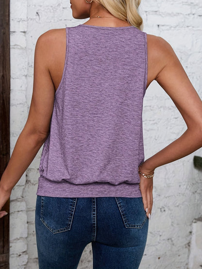 Solid Color V Neck Tank Top, Casual Sleeveless Top For Spring & Summer, Women's Clothing