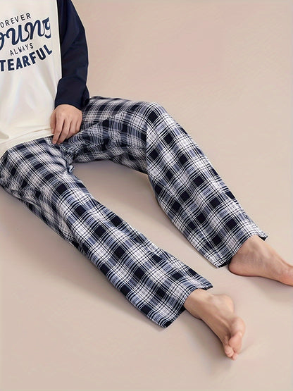 Men's Trendy Plaid Super Loose Pajama Pants, Stylish All-match Pants, Comfy & Breathable For Daily Wearing