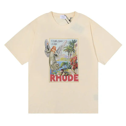 Spring Summer Rhude Shirt Man T Shirts Women Tees Skateboard Oversize Men Short Sleeve T-shirt Brand Men's T-shirts US SIZE S-XXL