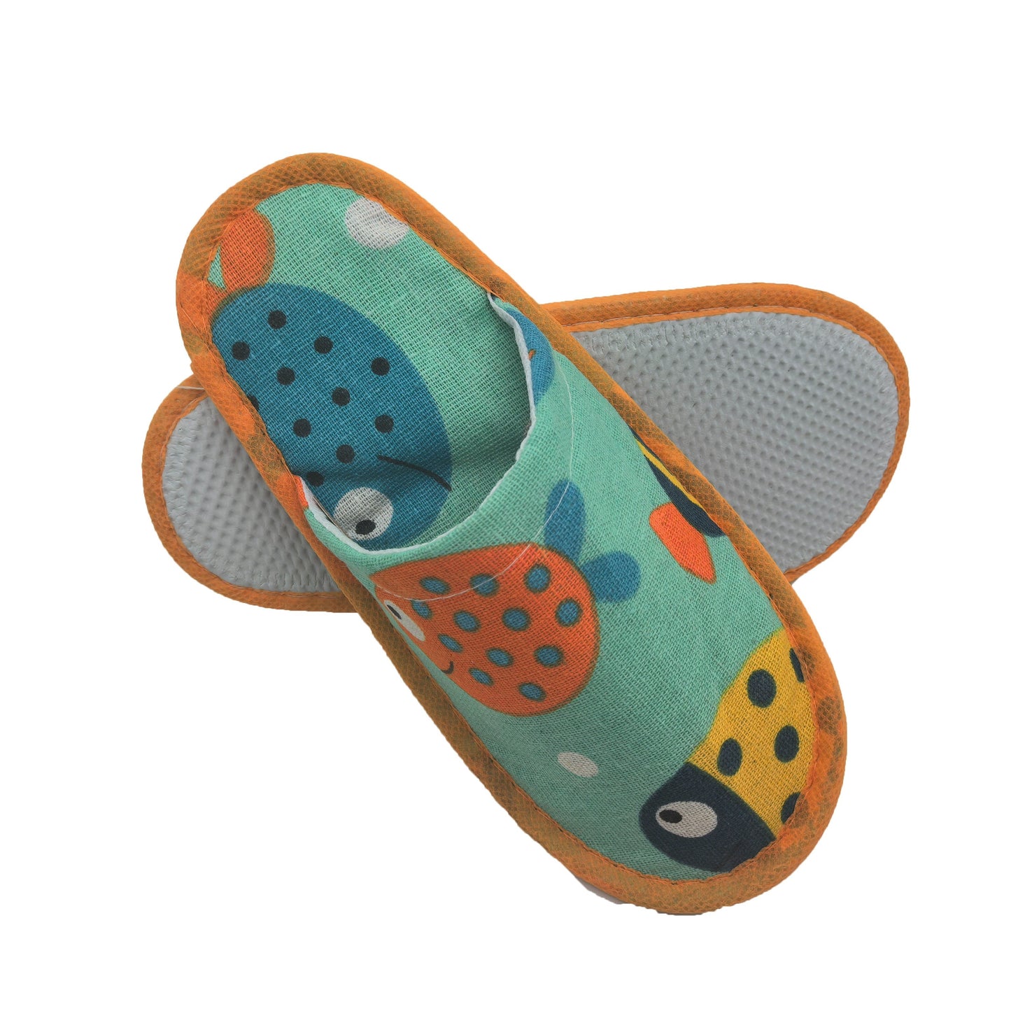 Kids' Cartoon Fish Design Slippers - Soft Fabric & Non-Slip EVA Sole For Spa, Home, Travel | Perfect For Boys & Girls