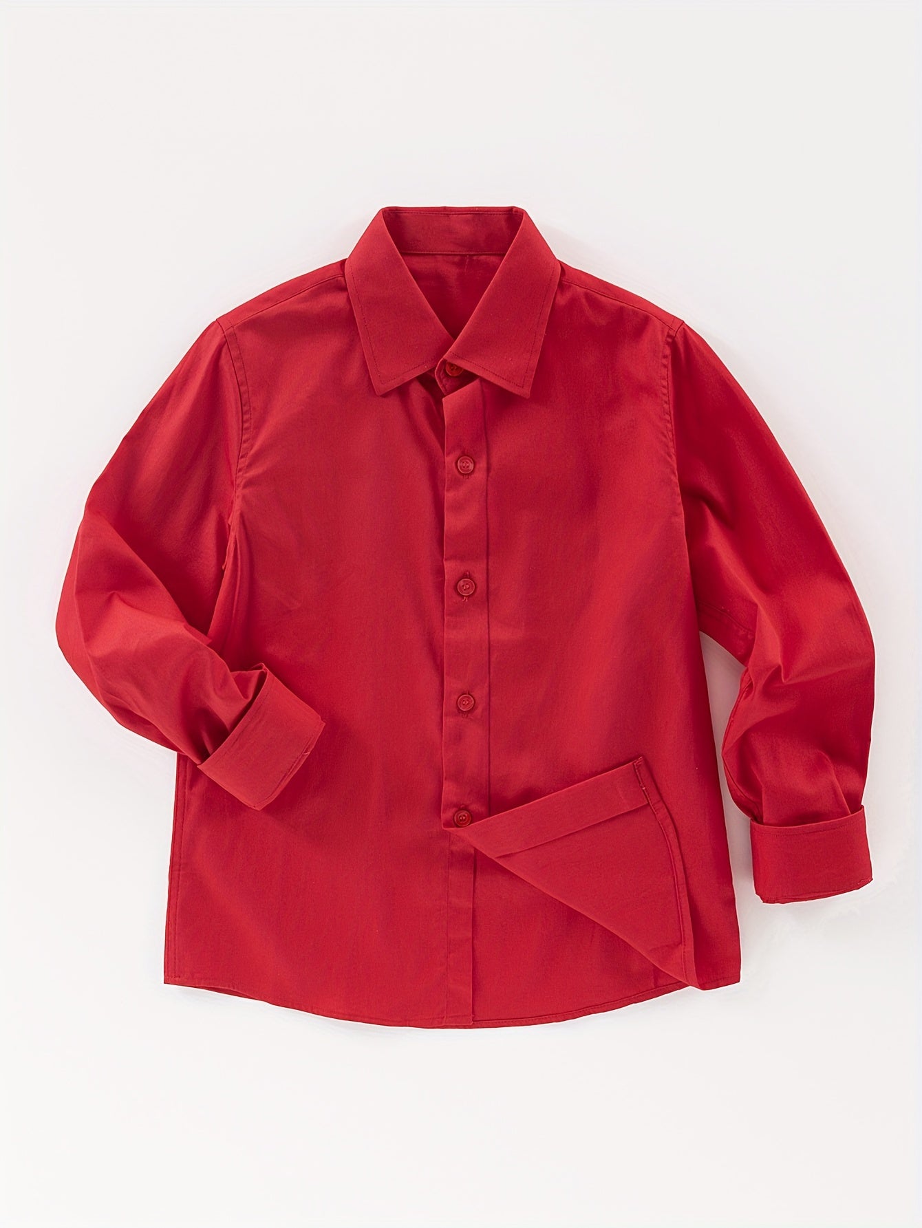 Girls Classic Lapel Shirt - Timeless Solid Button Front Design, Elegant Style - Perfect for School Uniform, Versatile for Spring and Fall Seasons