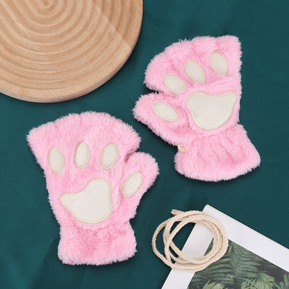 Kawaii Short Thickened Velour Fingerless Gloves - Soft, Cozy, Windproof, and Coldproof - Perfect for Weekend Casual Wear