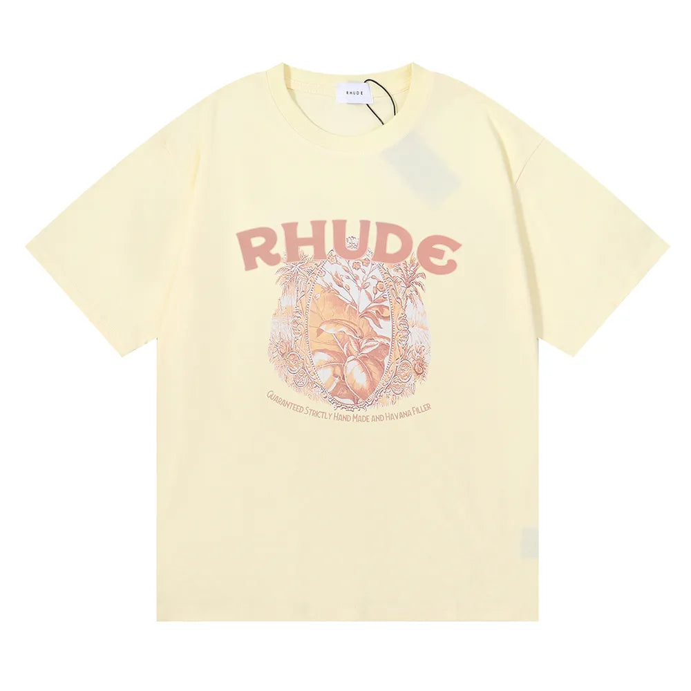 Brand Rhude T Shirts Designer Shirt Men Shorts Print White Black S M L Xl Street Cotton Fashion Youth Mens Tshirts Tshirt