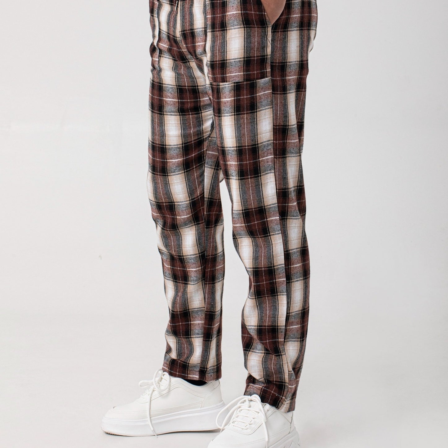 Men's Simple Style Plaid Pattern Casual Comfy Pants, Trendy Loose Stretchy Elastic Waist Home Pajamas Bottom, Suitable For Sleeping Home