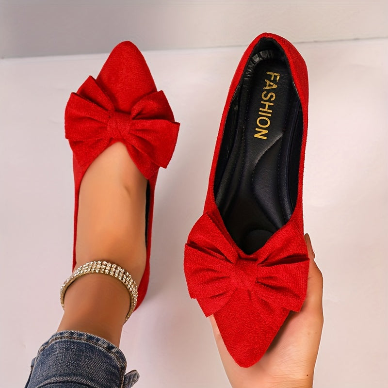 Comfortable Women's Bowknot Ballet Flats with Soft Sole and Pointed Toe for All-Match Outfits