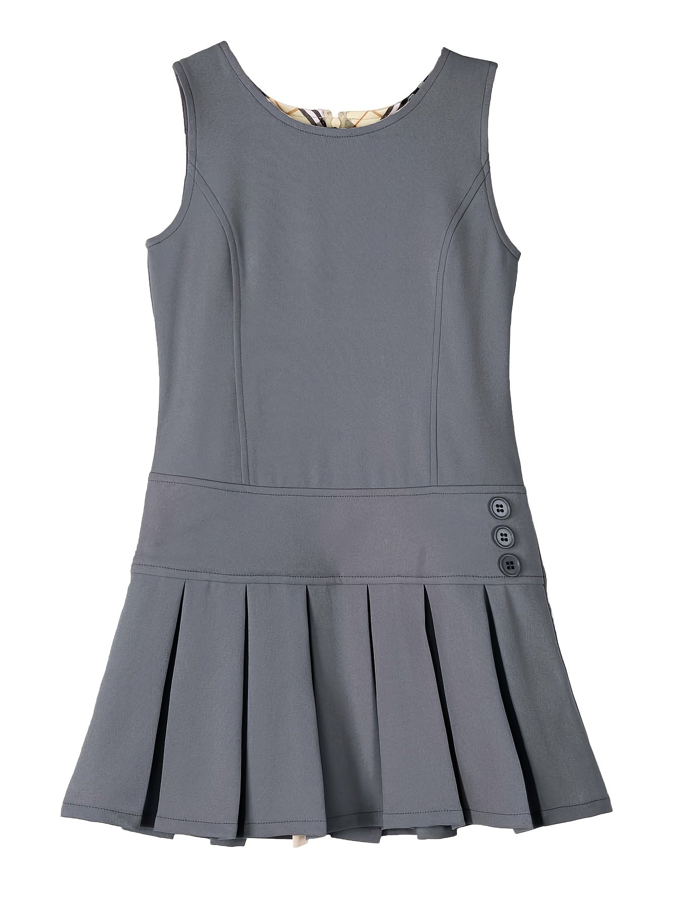 Stretchy School Uniform Dress for Girls - Sleeveless Pleated Hem Jumper with Comfortable Fit - Ideal for School Days and Special Occasions