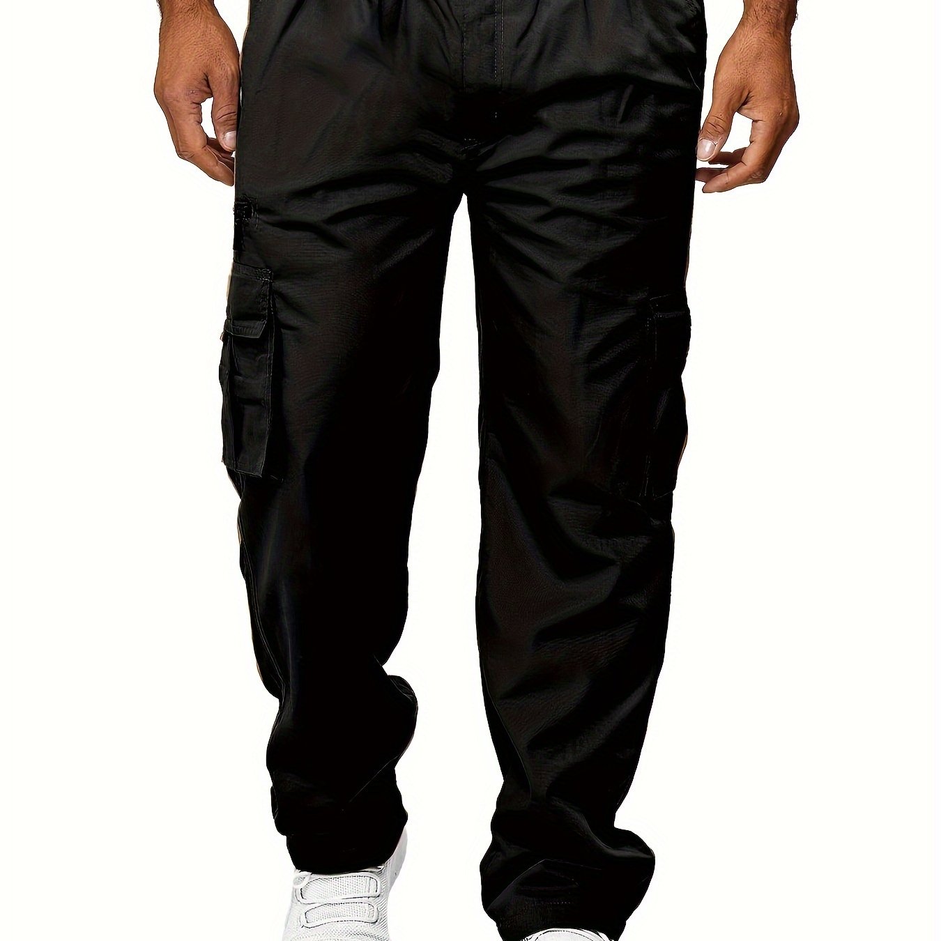 Men's Durable Polyester Cargo Pants, Comfortable Straight-Leg Fit, Versatile Multi-Pocket Design for Outdoor Work & Leisure