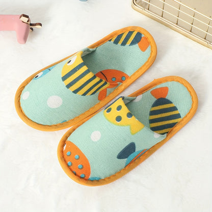 Kids' Cartoon Fish Design Slippers - Soft Fabric & Non-Slip EVA Sole For Spa, Home, Travel | Perfect For Boys & Girls