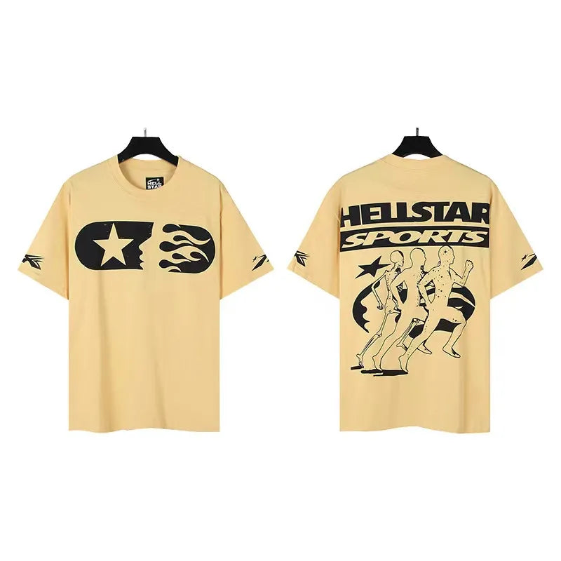 Hellstart Designer T Shirt Casual Hell Starr Cotton T-Shirt With Monogrammed Print Short Sleeve Top Hellstart Shirt Luxury Mens Hip Hop Clothing