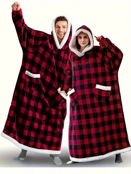 Men's Fashion Pajamas Hooded Warm Flannel Bathrobe With Pockets, Solid Hooded Pajamas, Flannel Comfortable Breathable Skin Friendly After Bath Loungewear, Only For Men