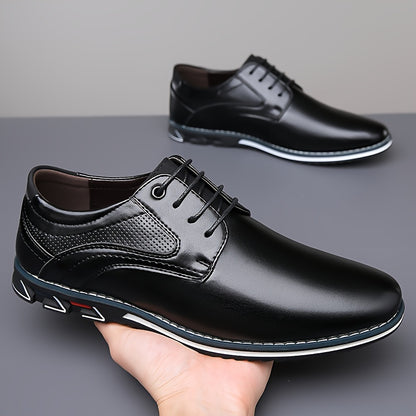 Mens Classic Dress Shoes - Durable & Slip-resistant with Premium PU Leather - Stylish Lace-up for Business & Office - Ideal Formal Wear