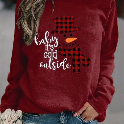 Cozy Women's Merry Christmas Print Sweatshirt - Soft Long Sleeve Pullover with Casual Style, Festive Holiday Design, and Relaxed Fit for Ultimate Comfort