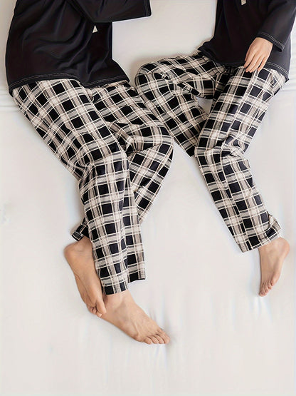 Men's Stylish Plaid Super Loose Pajama Pants, Stylish All-match Pants, Comfy & Breathable For Summer