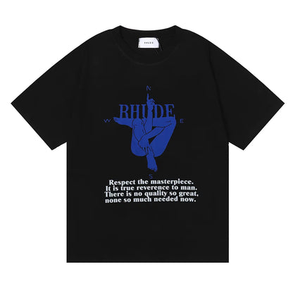 Spring Summer Rhude Shirt Man T Shirts Women Tees Skateboard Oversize Men Short Sleeve T-shirt Brand Men's T-shirts US SIZE S-XXL