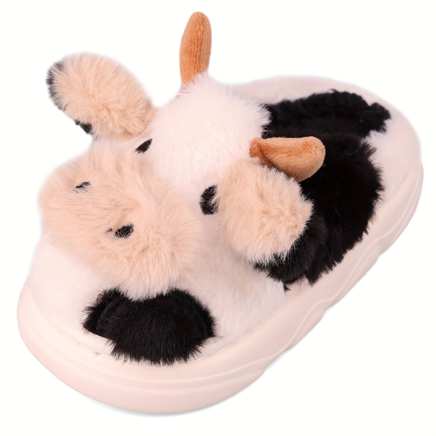 Cozy Cartoon Cow Plush Cotton Slippers - Soft, Warm, and Fuzzy for Winter Indoor Wear - New Arrival Home Slippers for Cold Weather