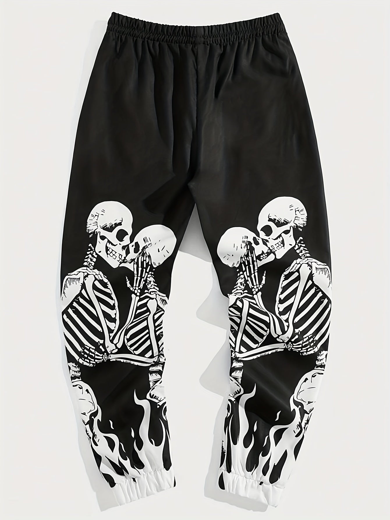 Gothic Skeleton Kissing Print Drawstring Sweatpants - Relaxed Fit Casual Joggers for Men - Comfortable & Stylish, Ideal for Winter Fall Running & Jogging